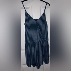 American Eagle Outfitters Dark Teal and Maroon Striped Romper